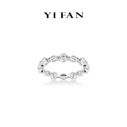 Wedding collection: Modern "Silver Brilliant Marquise" unique eternity Ring Band