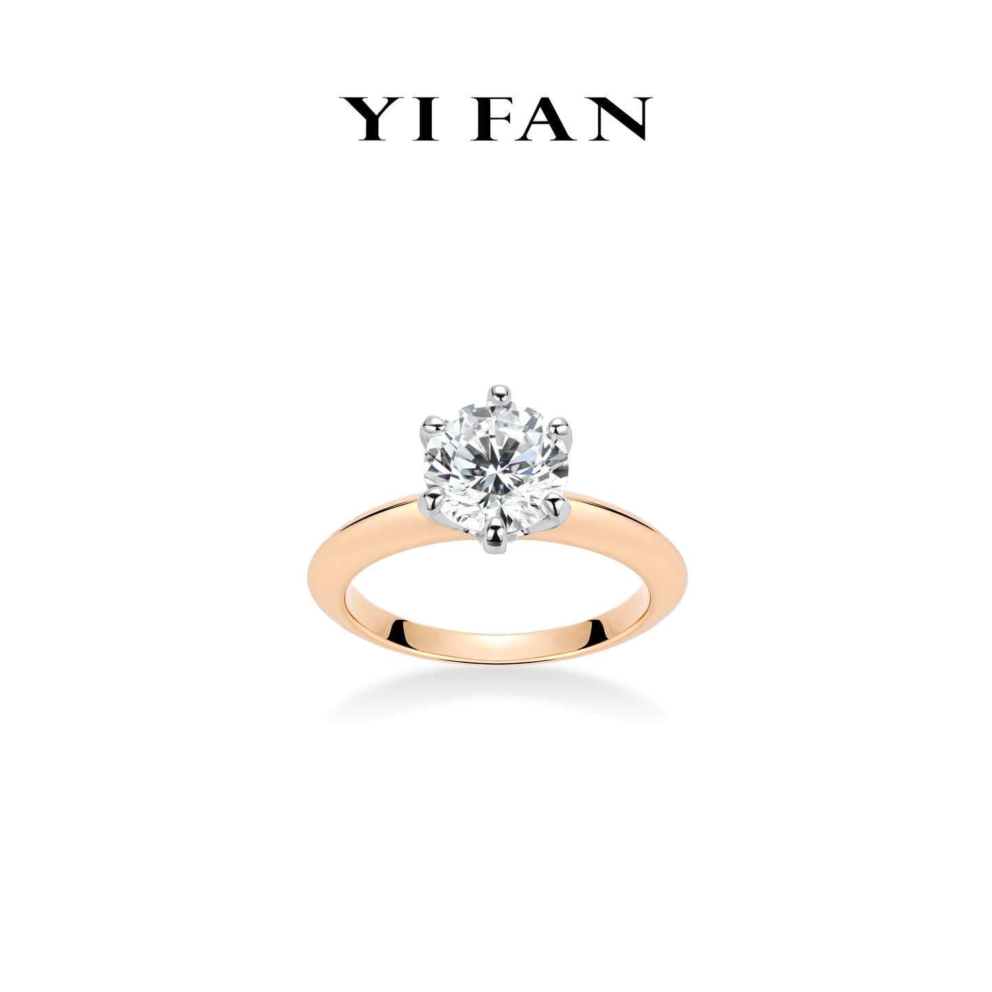 Pure Radiance Collection: Timeless Luxury Champagne "Brilliant 6 Prong Solitaire" Engagement/Wedding Ring (2 carat)