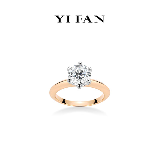Pure Radiance Collection: Timeless Luxury Champagne "Brilliant 6 Prong Solitaire" Engagement/Wedding Ring (2 carat)