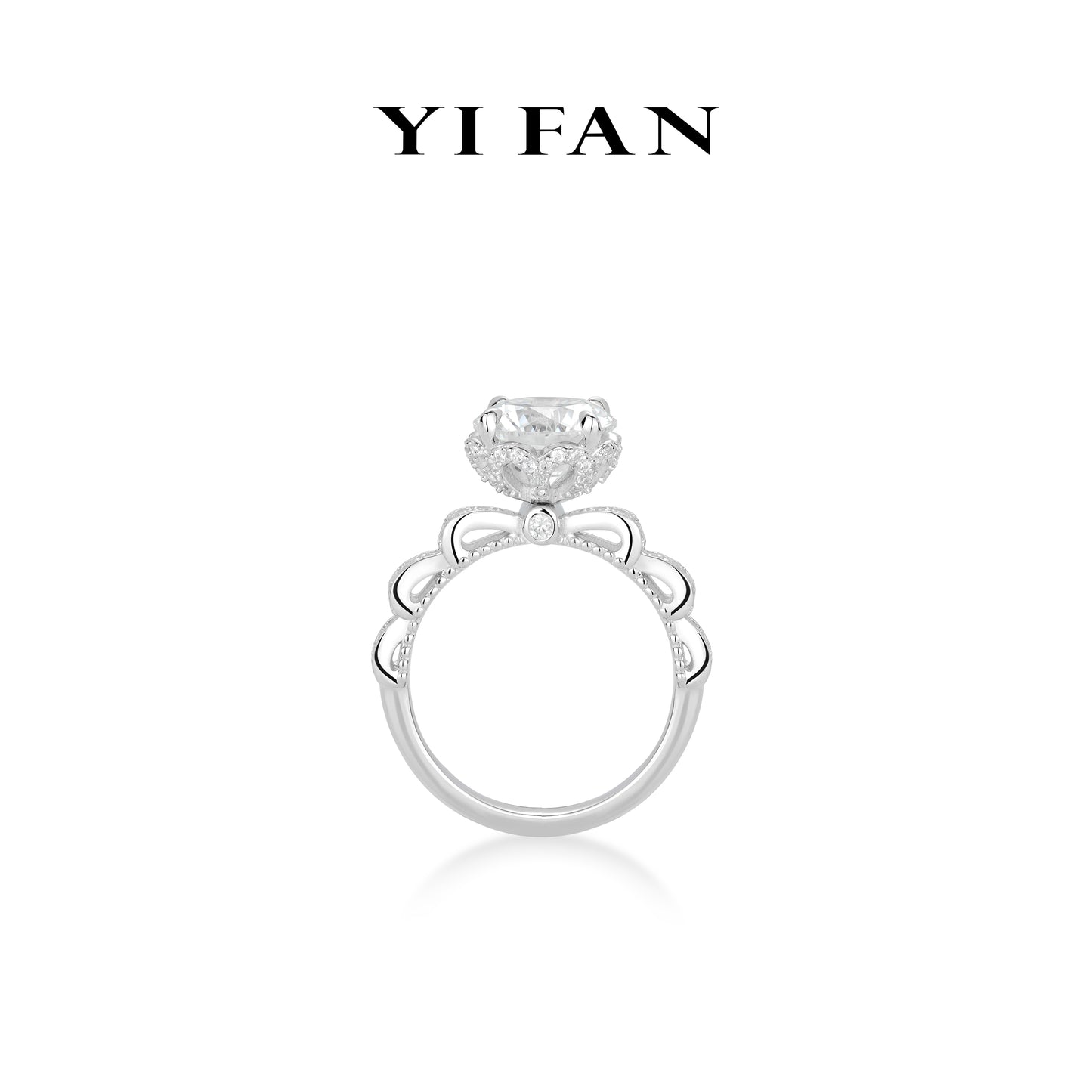 Pure Radiance Collection: Romantic Grace "Bow-Tied Sparkle Elegance" detailed Ring