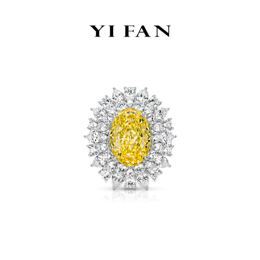 High Jewelry Yellow diamond color collection: Luxury "Floral Radiance Sunlit Daisy Sparkle" detailed Ring