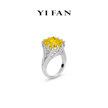 High Jewelry Yellow diamond color collection: Luxury "Sunburst Sovereign" detailed Ring