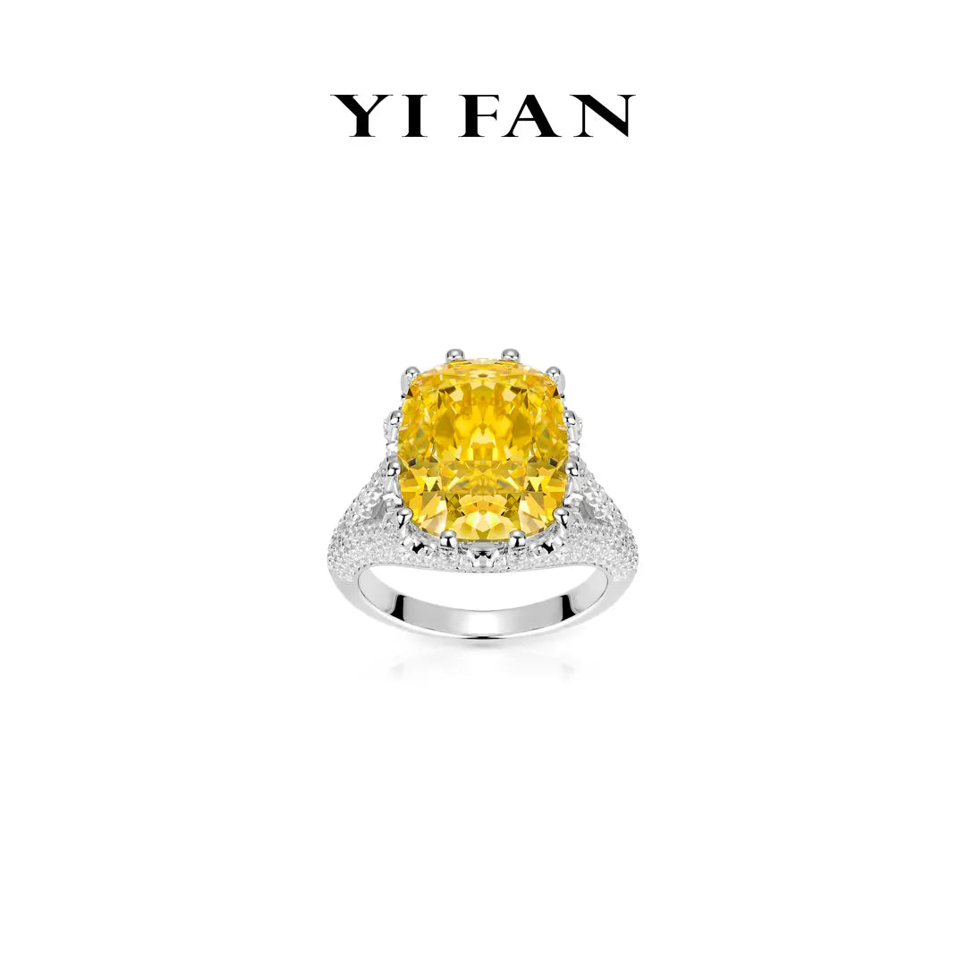 High Jewelry Yellow diamond color collection: Luxury "Sunburst Sovereign" detailed Ring