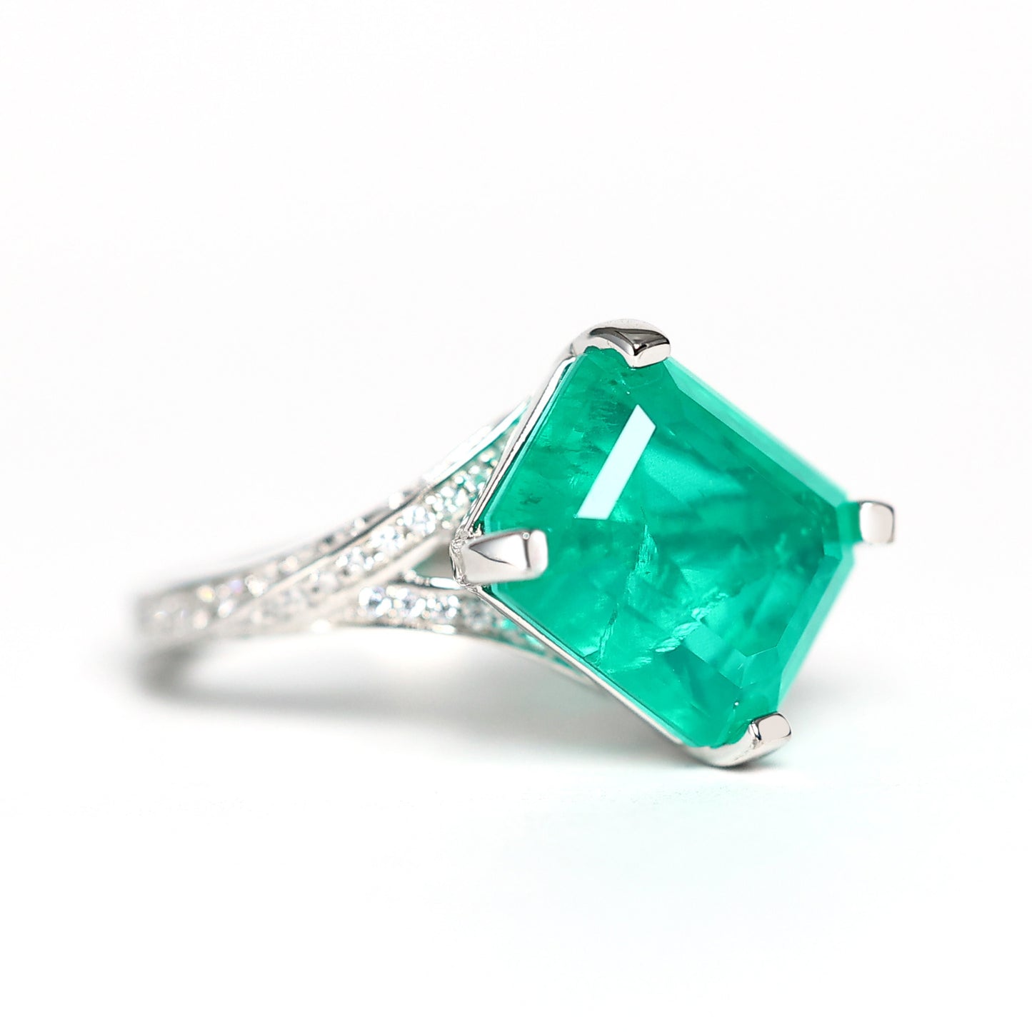 Synthetic Emerald collection: Imbalance Rectangular Ring