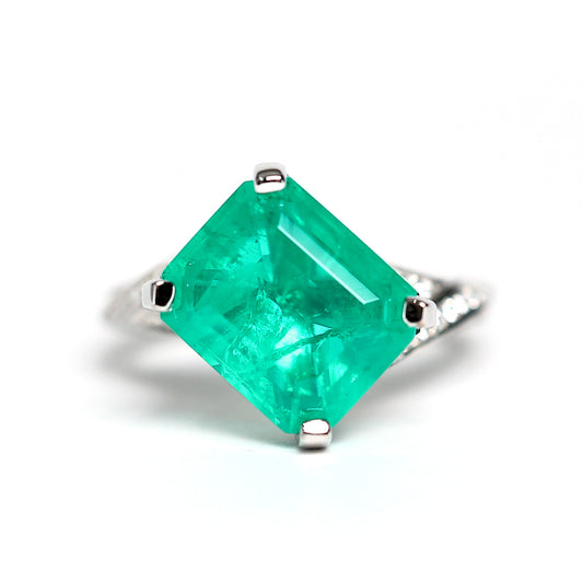 Synthetic Emerald collection: Imbalance Rectangular Ring