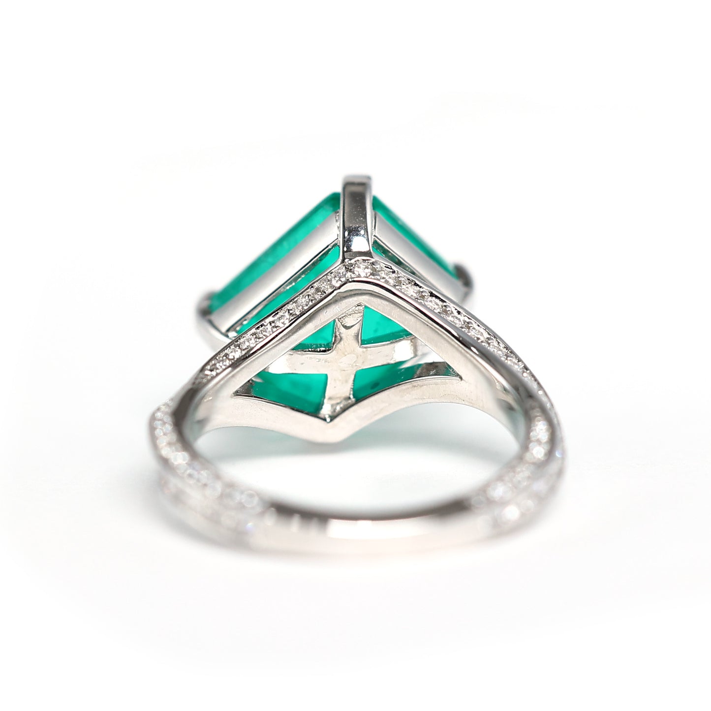 Synthetic Emerald collection: Imbalance Rectangular Ring