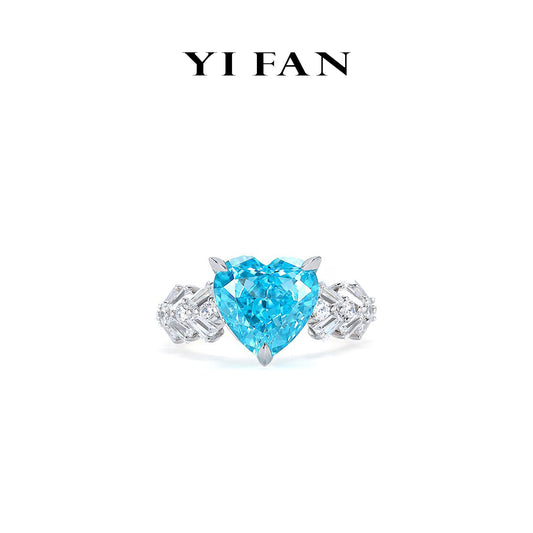 Aquamarine color collection: Modern "Blue heart of Cupid" detailed Ring