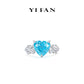 Aquamarine color collection: Modern "Blue heart of Cupid" detailed Ring