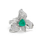 Synthetic Emerald collection: Triangle Three petals detailed Open Ring