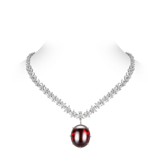 Limited Christmas collection: Modern Exquisite Red Pigeon Egg White Tennis Necklace