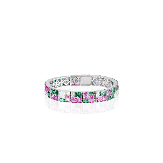 High Jewelry collection：Multi-color “Spring” Tennis Bracelet