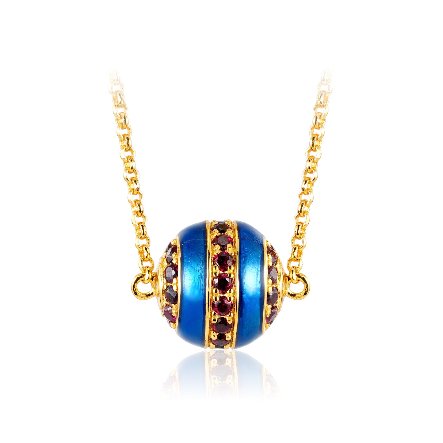 Promotion Christmas collection: Handmade blue hot-enamel "Christmas ball necklace" (Unisex)