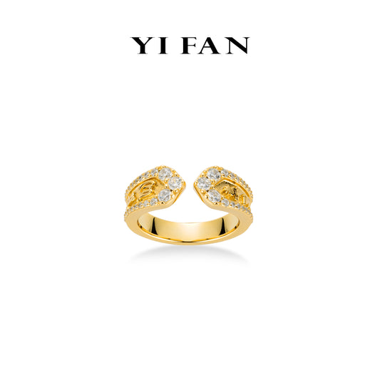 Golden time collection: Modern "Six-character Mantra" detailed open Ring
