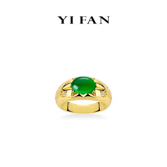 Green jade collection: "Golden Star Moonlight" detailed Ring