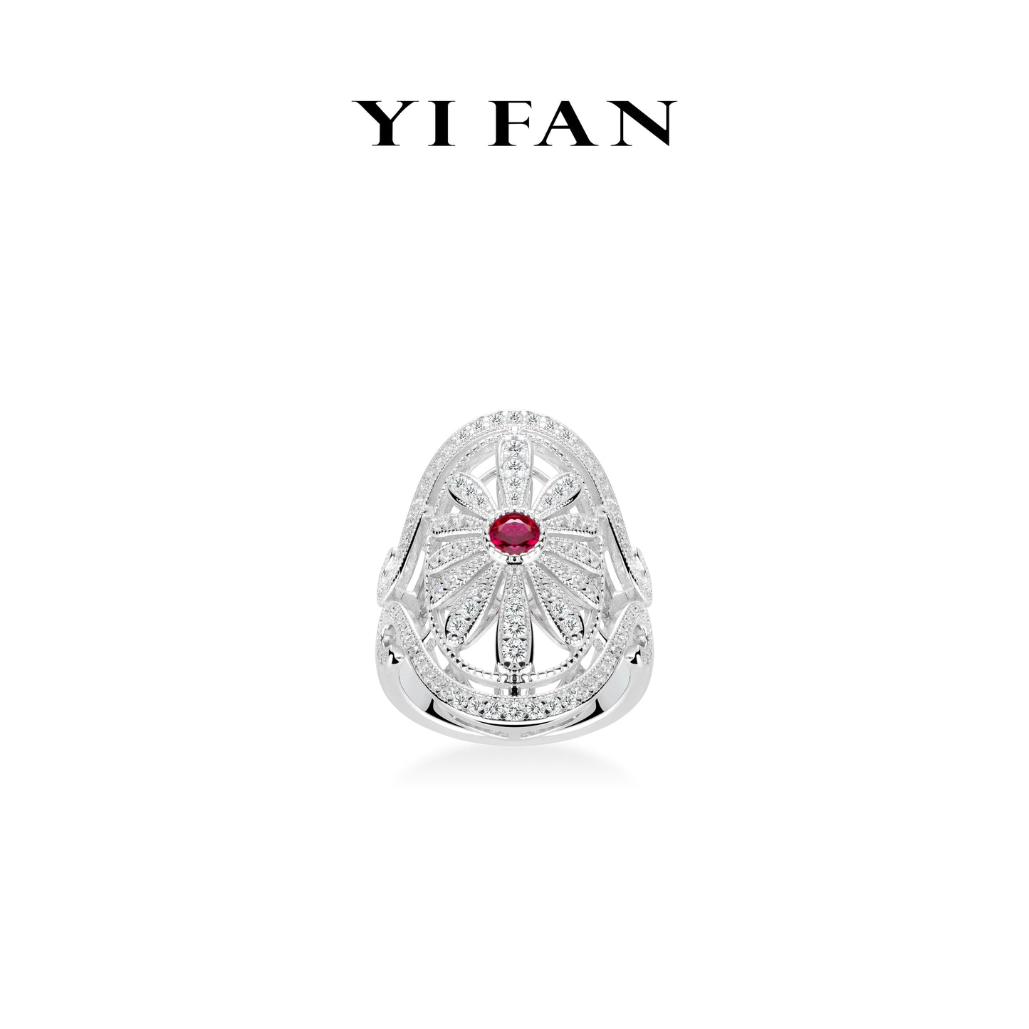 Summer Vibes collection: Modern "Red Dot hollowed Dazzling Daisy" Unique Ring