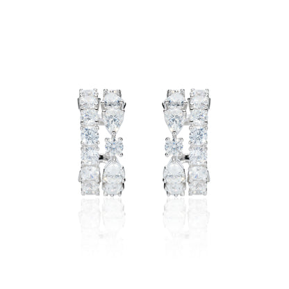 Minimalist collection：Mixed-cutting irregular 2 lines Ear bone Clips