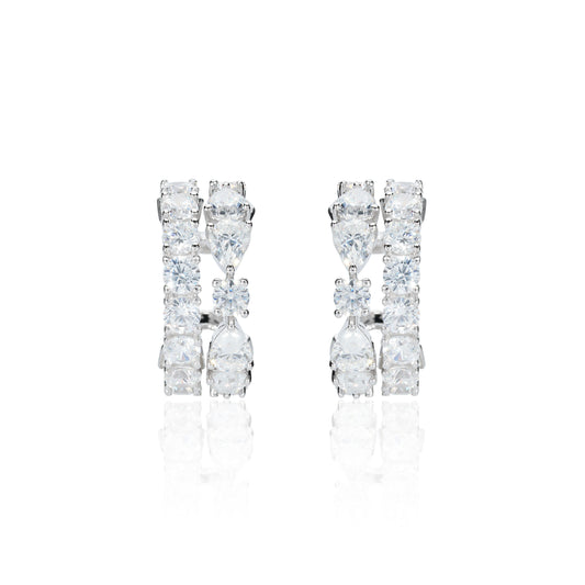 Minimalist collection：Mixed-cutting irregular 2 lines Ear bone Clips