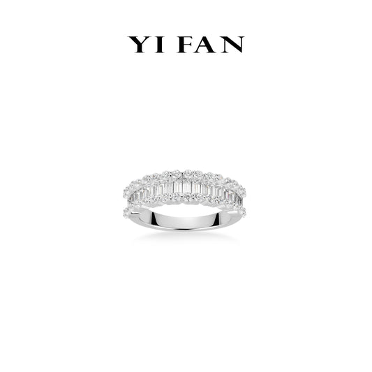 Wedding collection: Modern "Emerald-cut Lovers" Half eternity Ring (Unisex)