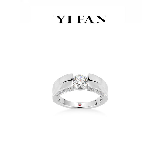 Wedding collection: Modern "Brilliant Starlight" Unique band Solitaire Ring (Unisex)