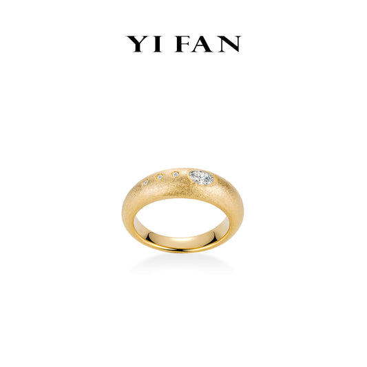 Golden time collection: Modern "Brushed Stars in Golden Galaxy" detailed Ring