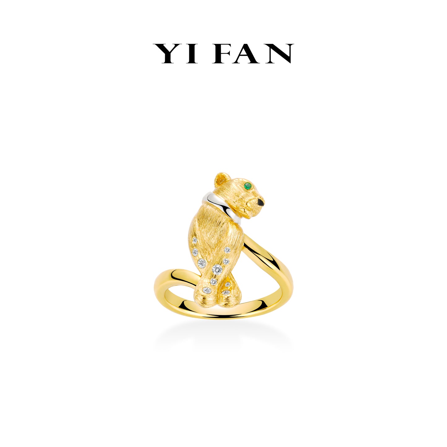 Animal collection: Modern "Golden Brushed Leopard" detailed Ring / Pinkie ring