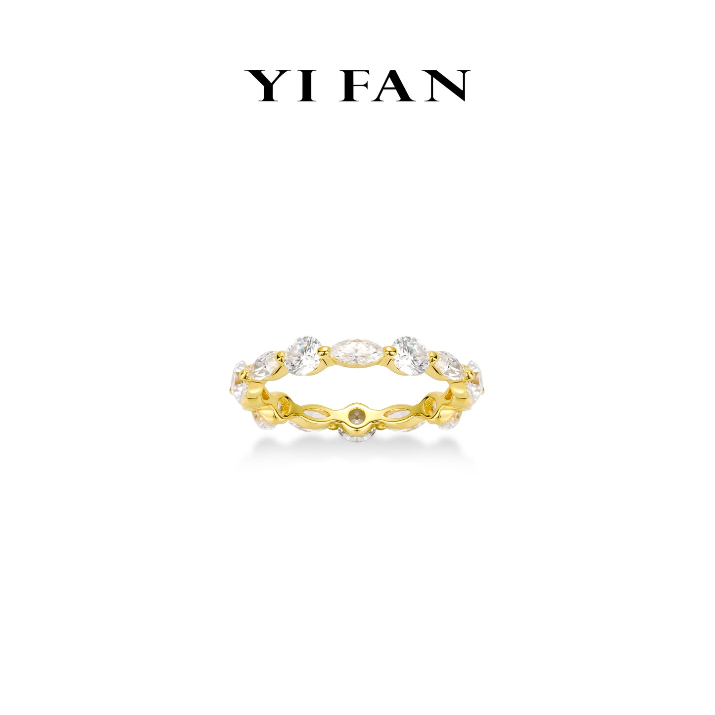 Wedding collection: Modern "Golden Brilliant Marquise" unique eternity Ring