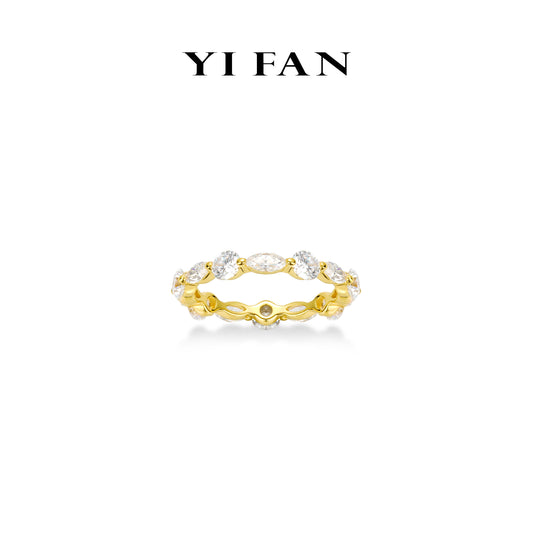 Wedding collection: Modern "Golden Brilliant Marquise" unique eternity Ring