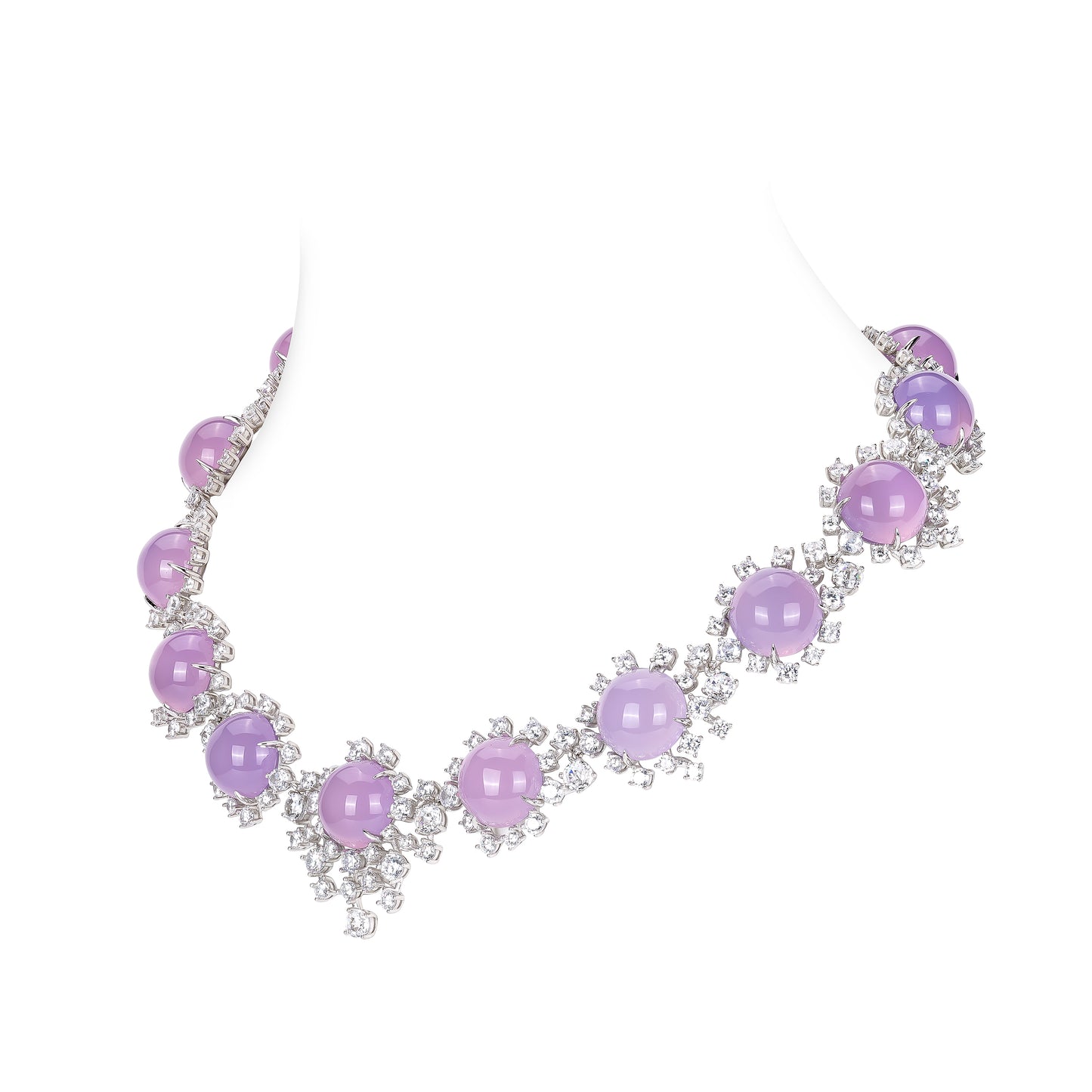 Pre-order：Icy Pinkish purple chalcedony "Easter Egg" modern fancy necklace