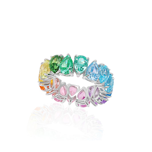 The Rainbow Teardrop eternity ring