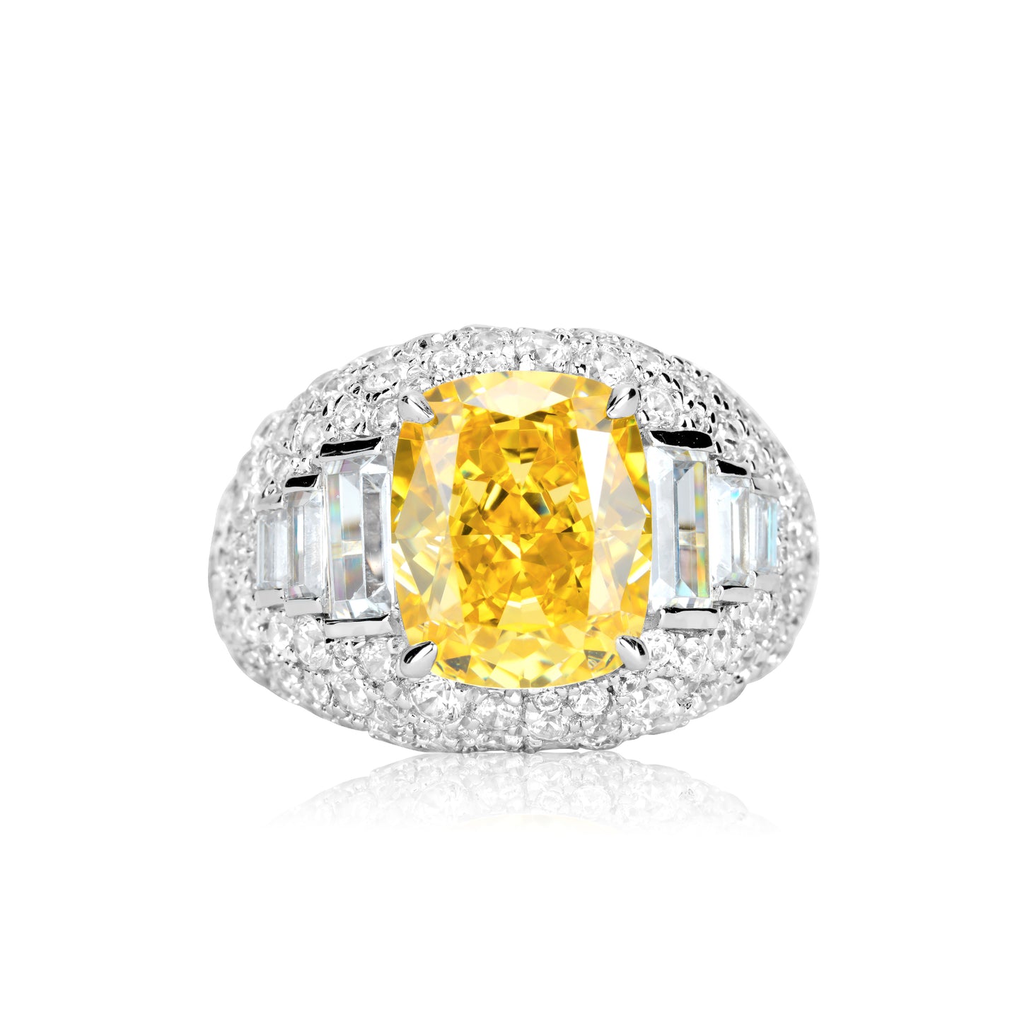 Fancy yellow mixed-cuts detailed Personality ring