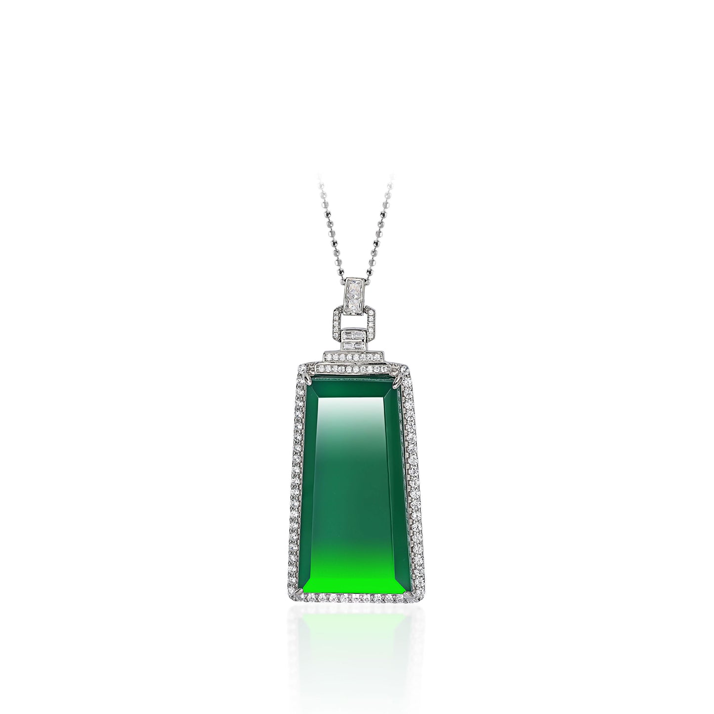 ONLY 1: Green jadeite/chalcedony rectangular "No Worries" Pendant