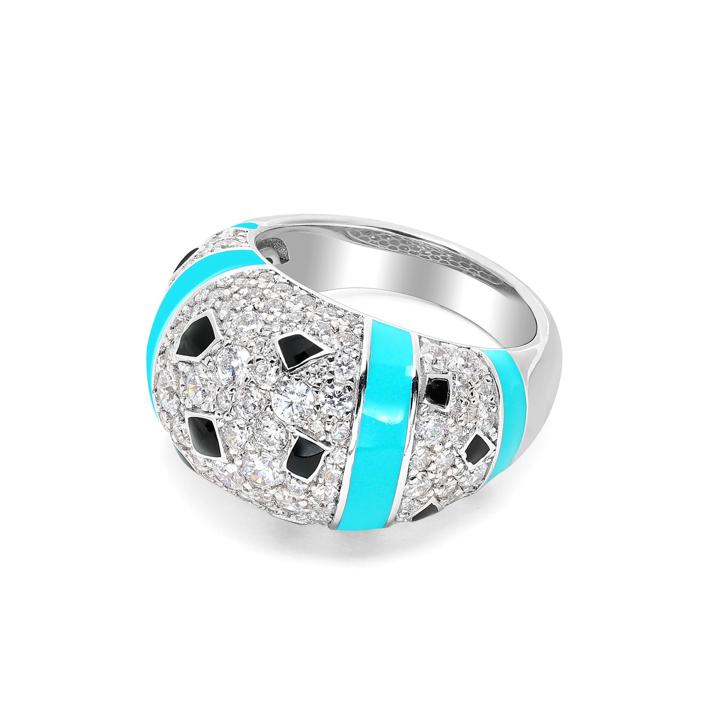 Blue and Black enamel Leopard Pattern Personality Ring