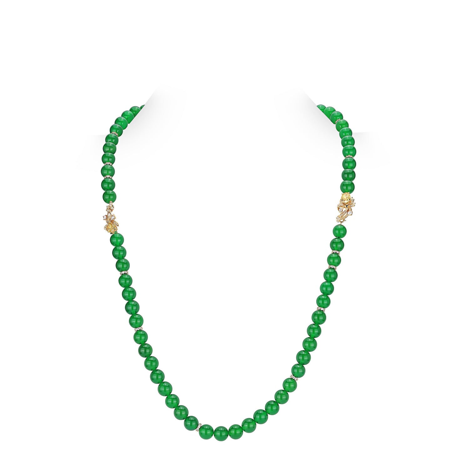"Treasure beads" Long Gold&Green Beaded detailed retro Long necklace