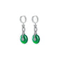 Green jadeite/chalcedony Guanyin-Inlaid Safety Buckle "Ping An Kou" Earrings