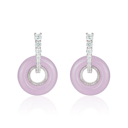Promotion design: Pinkish purple chalcedony "Donut" earrings