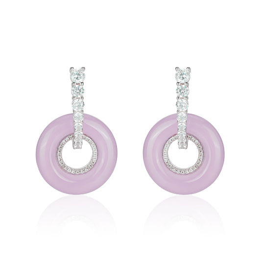 Promotion design: Pinkish purple chalcedony "Donut" earrings