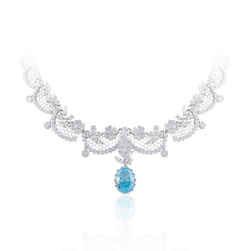 Limited edition: Luxury Light Blue Pigeon egg Lace necklace