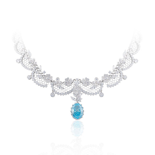 Limited edition: Luxury Light Blue Pigeon egg Lace necklace