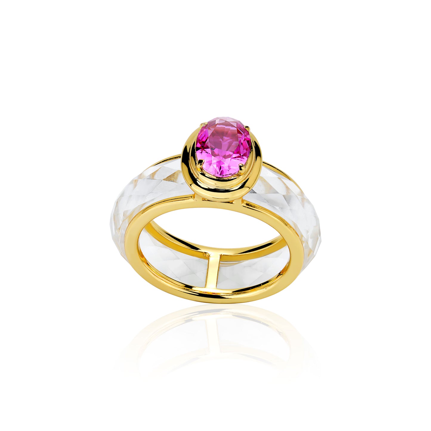 Christmas collection: Modern Rose Red Pigeon Egg White crystal Ring
