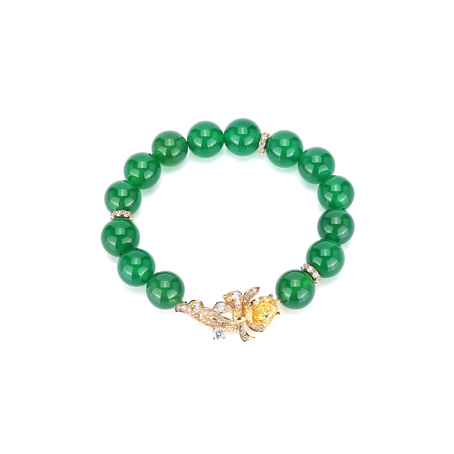 "Treasure beads" Gold&Green Beaded detailed retro bracelet