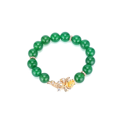 "Treasure beads" Gold&Green Beaded detailed retro bracelet