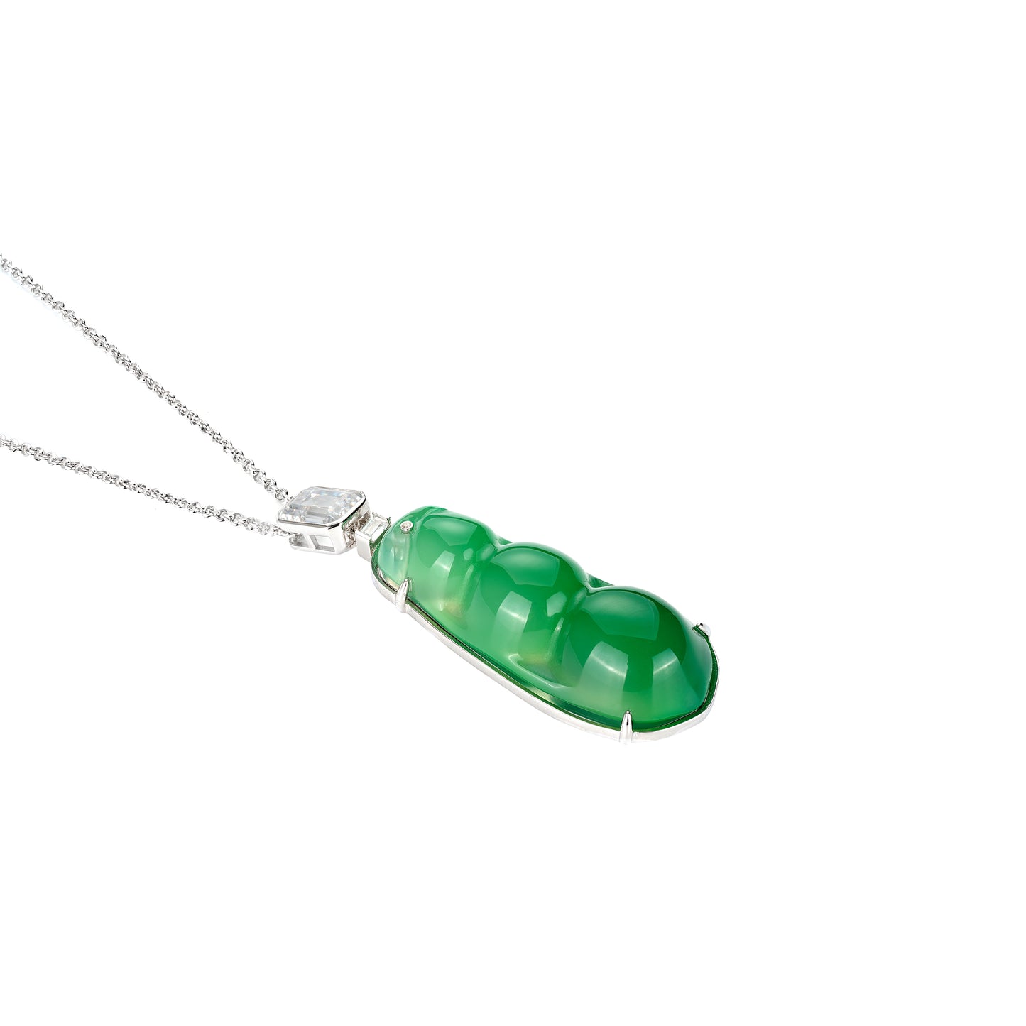 Modern Green chalcedony Pea pendant