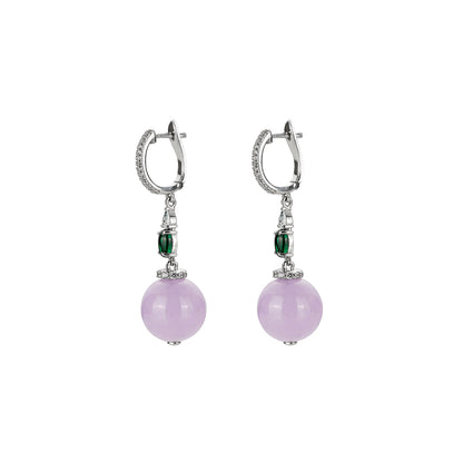 Icy Pinkish purple chalcedony "Easter Egg" Bead dangle earrings
