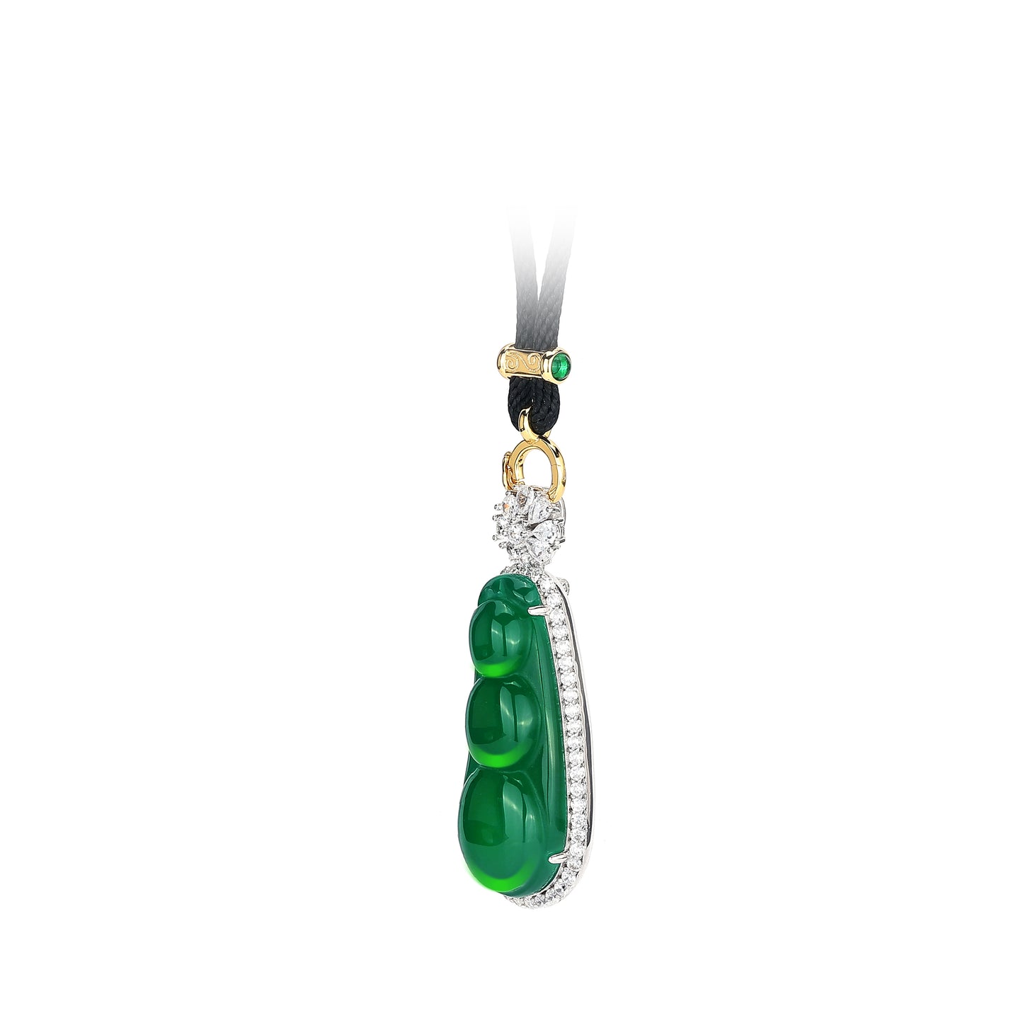 Elegant Green chalcedony Pea & Flower pendant