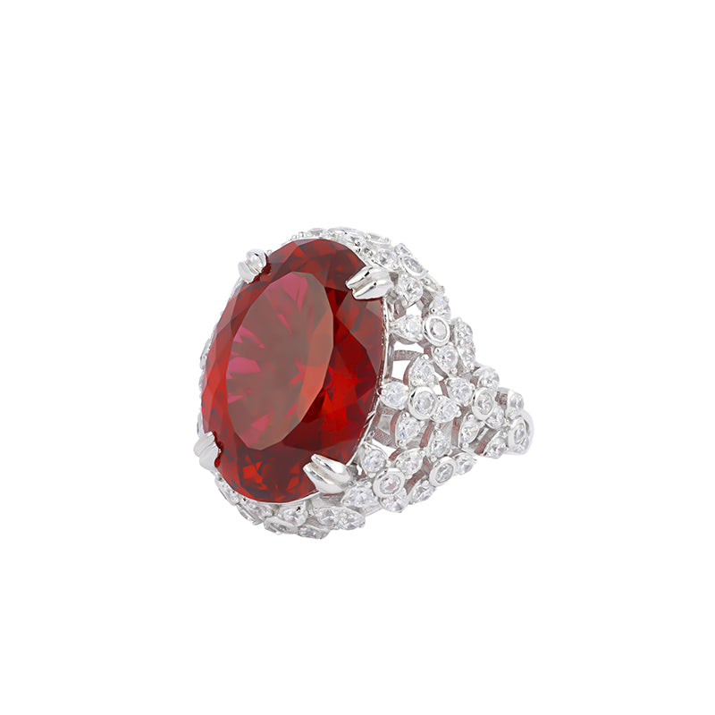 High Jewelry Ruby color collection: Luxury "Pigeon Egg Rock" detailed Ring