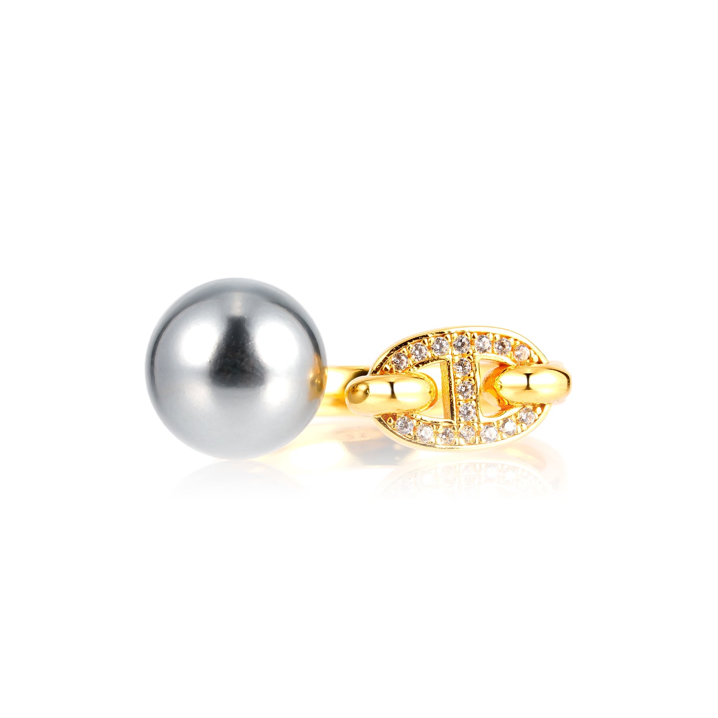 Minimalist collection: Grey shell pearl golden Ring