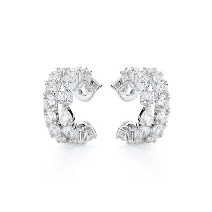 Minimalist collection：Mixed-cutting irregular 2 lines Ear bone Clips