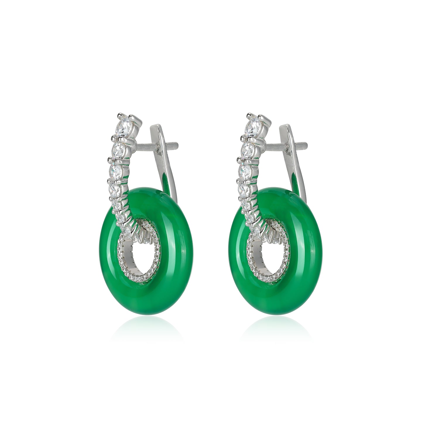 Promotion design: Green chalcedony "Donut" earrings