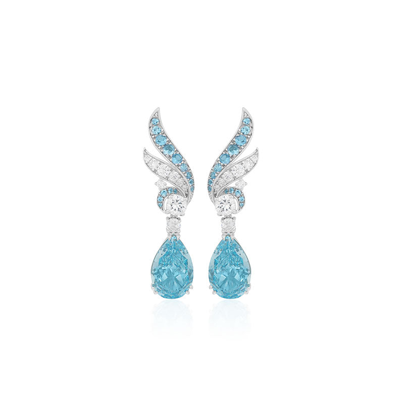 Luxury Temperament Light Blue Water Drops Elf Earrings