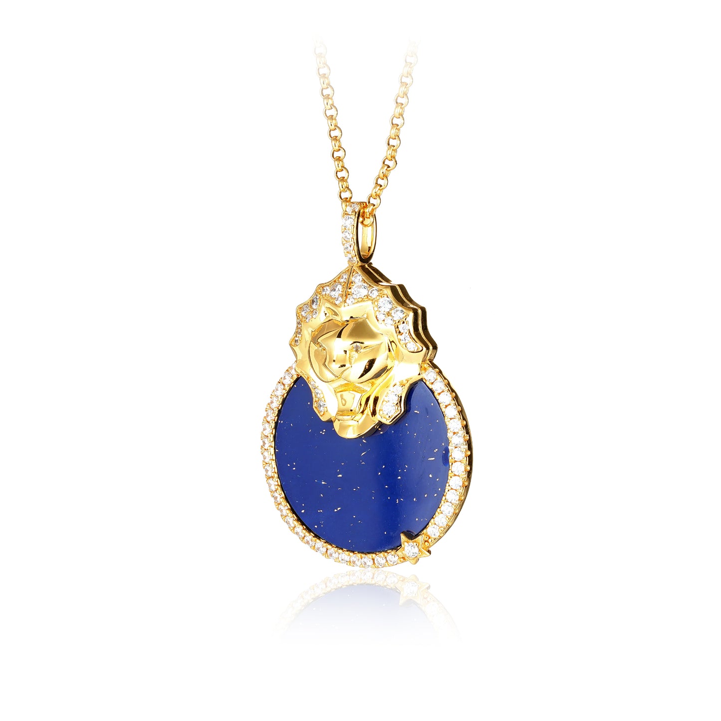 Vintage Queen's Lapis Lazuli Lion Medallion Necklace (Unisex)